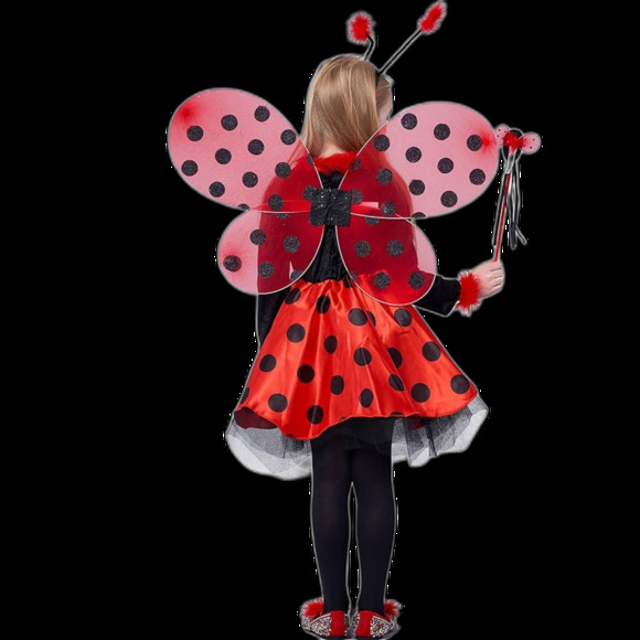 Ladybug Costume, Deluxe Animal Fancy Dress Outfit with Wings (10pcs Set) 3-4T - Picture 3 of 4